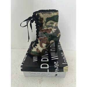 Wild Diva Lounge Forrest Camo Sequins  High Heels Women’s Size 8